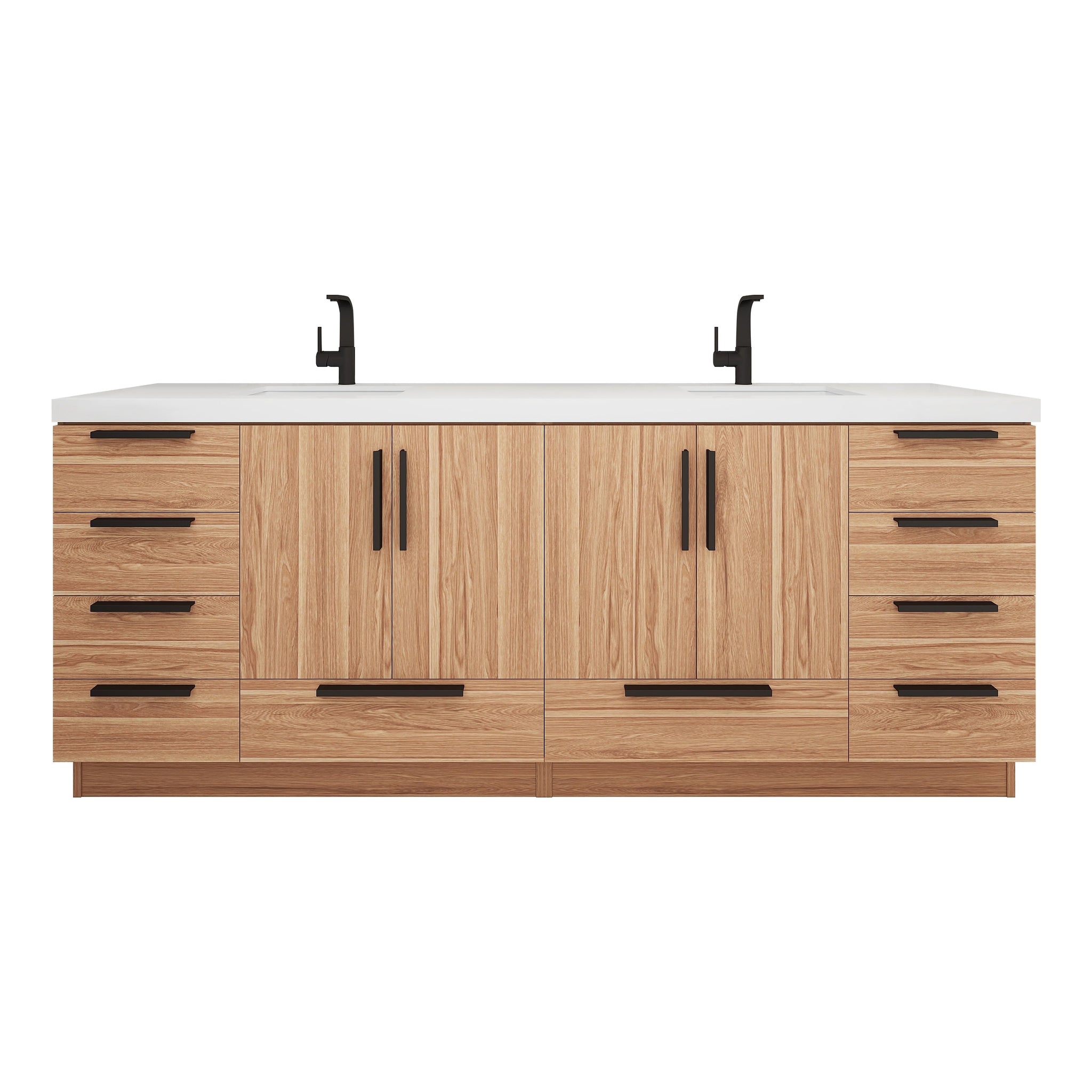 Carla 84 In. Freestanding Double Sink Bathroom Vanity with Acrylic Top
