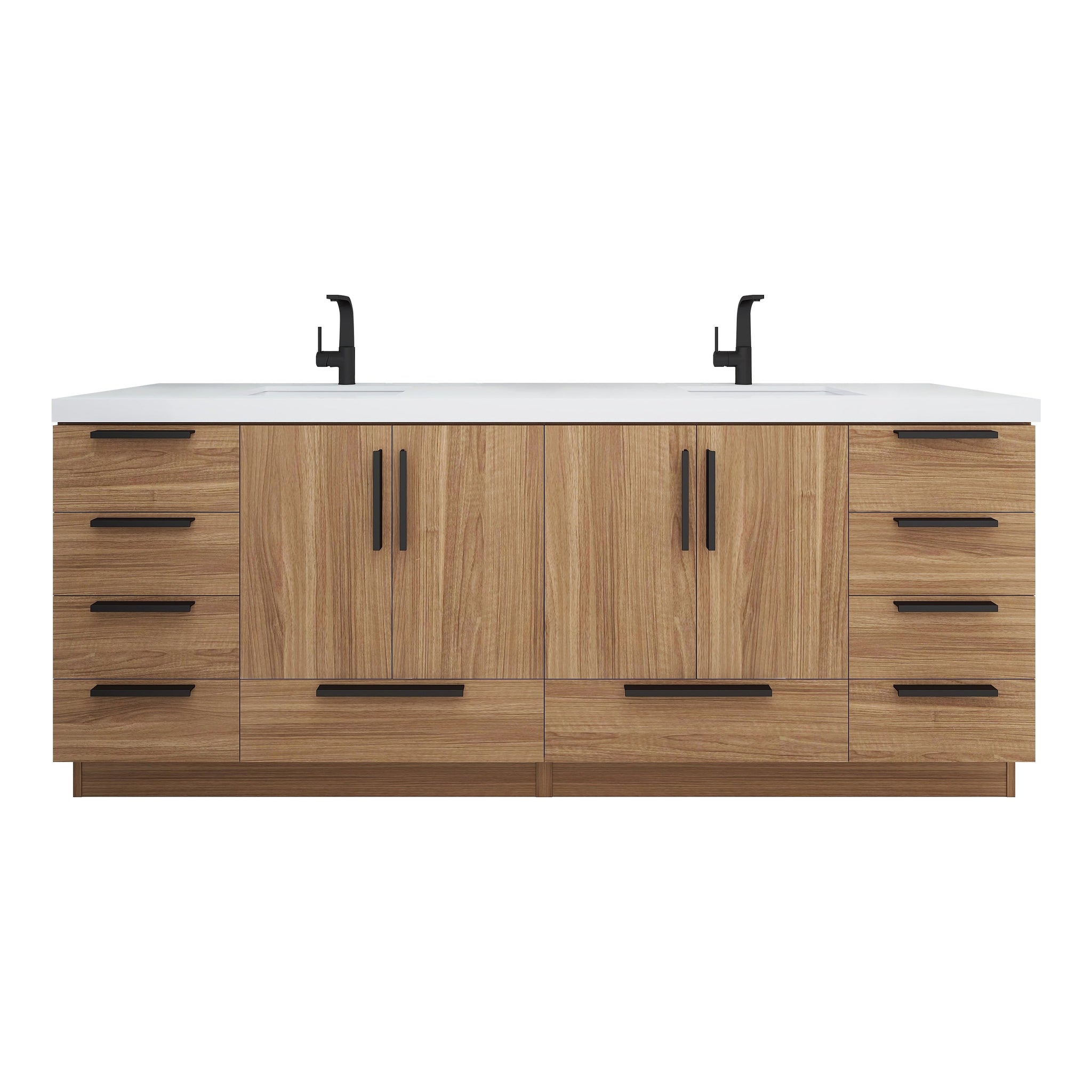 Carla 84 In. Freestanding Double Sink Bathroom Vanity with Acrylic Top