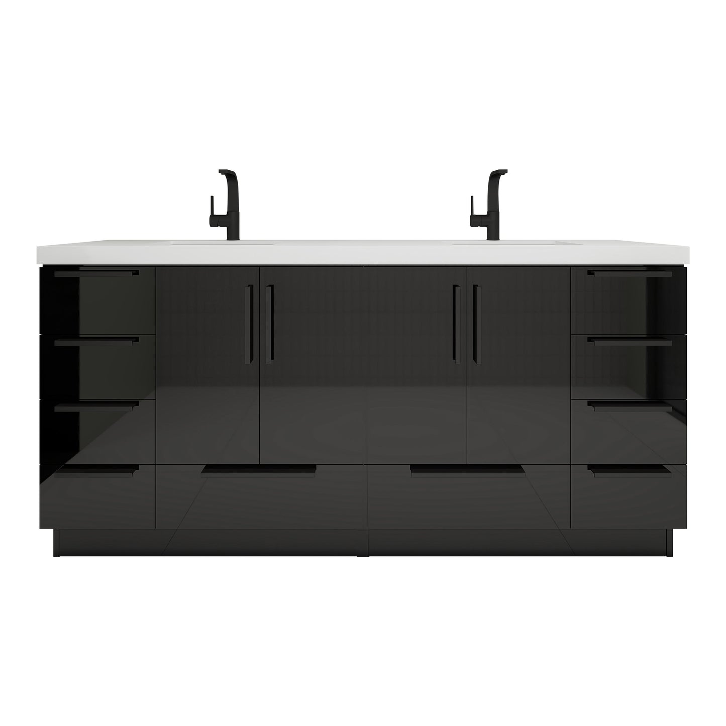 Carla 72 In. Freestanding Double Sink Bathroom Vanity with Acrylic Top