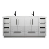 Carla 72 In. Freestanding Double Sink Bathroom Vanity with Acrylic Top