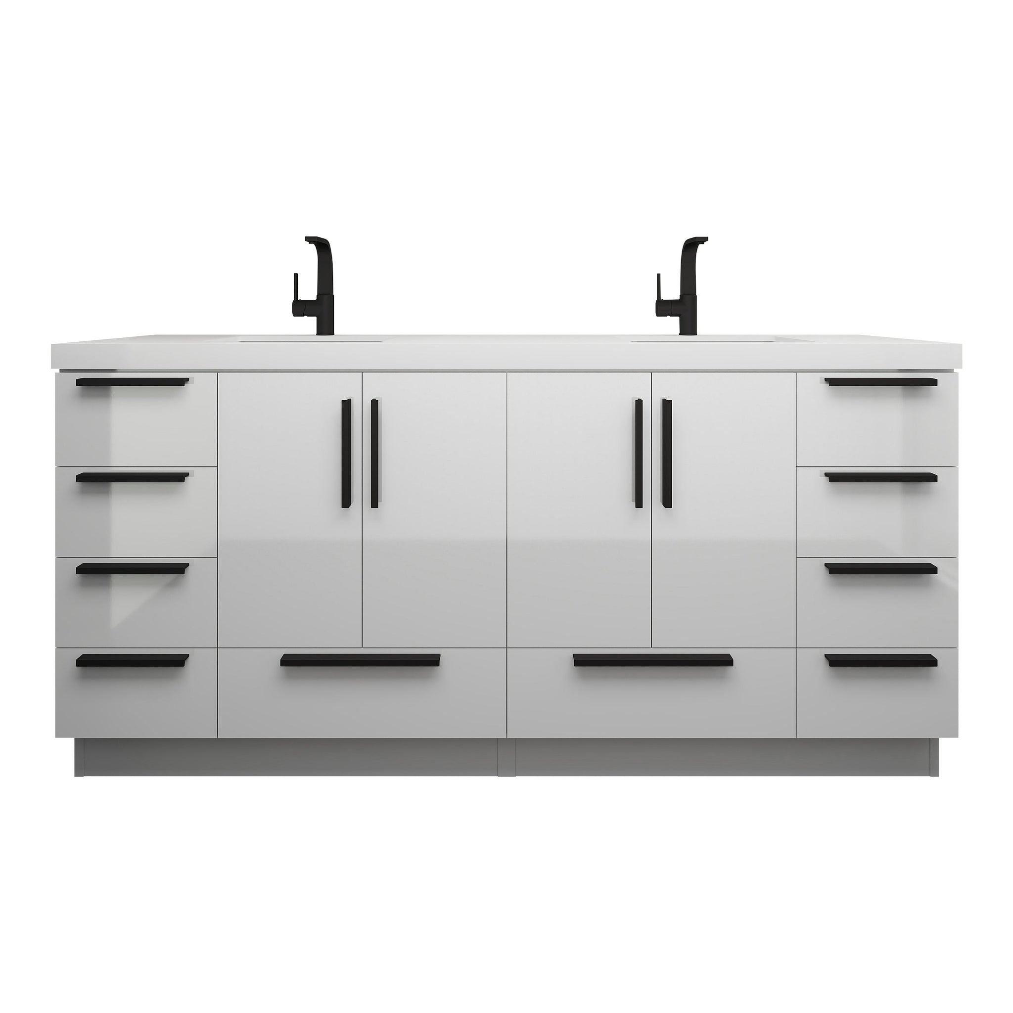 Carla 72 In. Freestanding Double Sink Bathroom Vanity with Acrylic Top