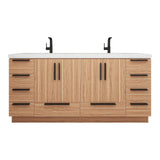 Carla 72 In. Freestanding Double Sink Bathroom Vanity with Acrylic Top