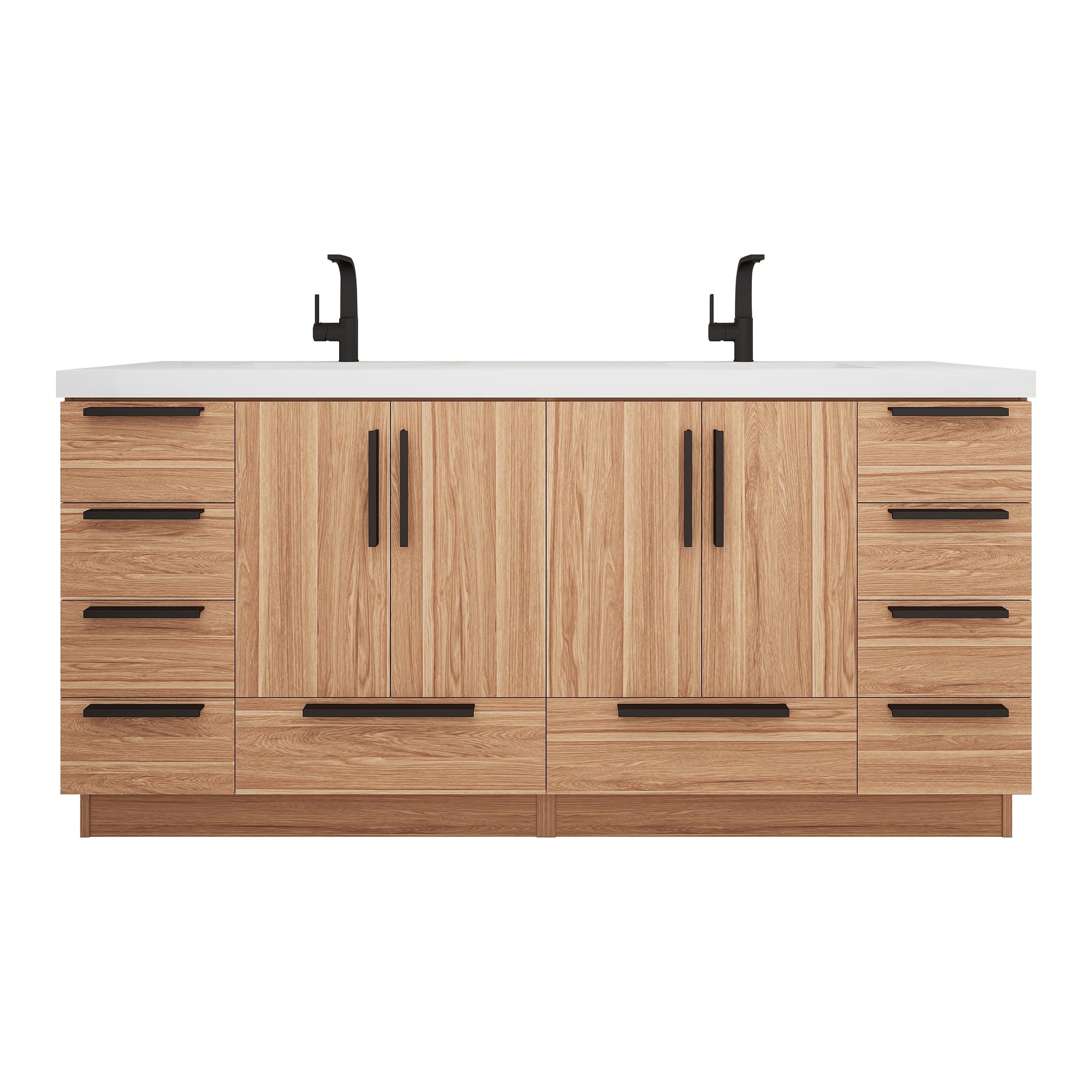 Carla 72 In. Freestanding Double Sink Bathroom Vanity with Acrylic Top