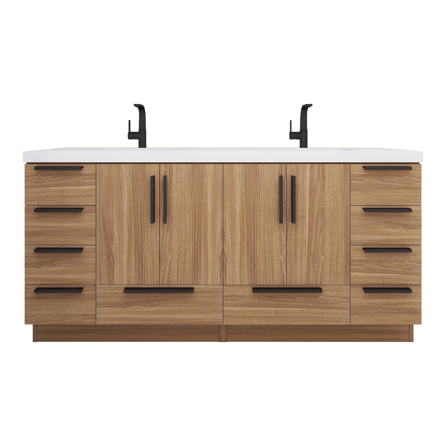 Carla 72 In. Freestanding Double Sink Bathroom Vanity with Acrylic Top