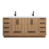 Carla 72 In. Freestanding Double Sink Bathroom Vanity with Acrylic Top