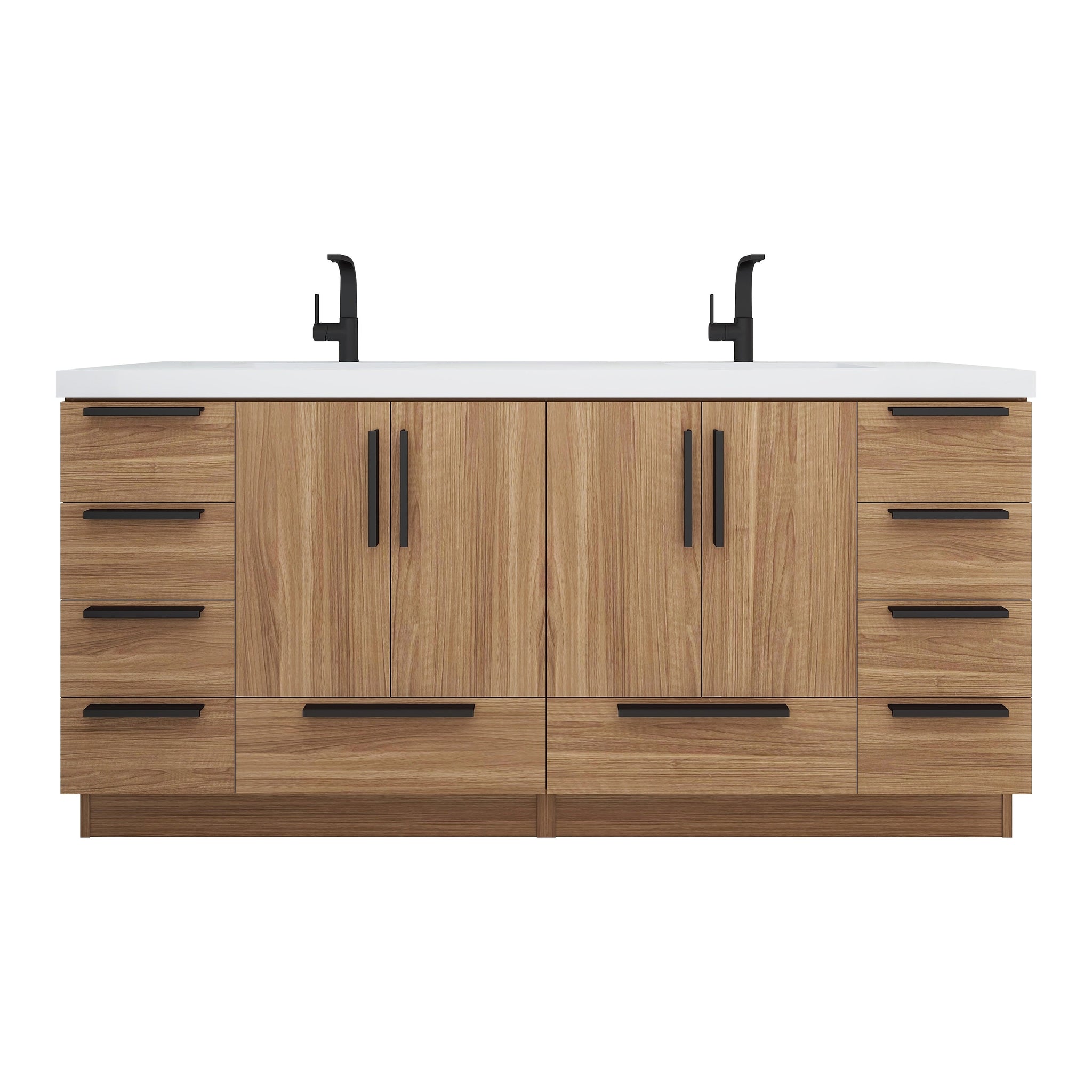Carla 72 In. Freestanding Double Sink Bathroom Vanity with Acrylic Top