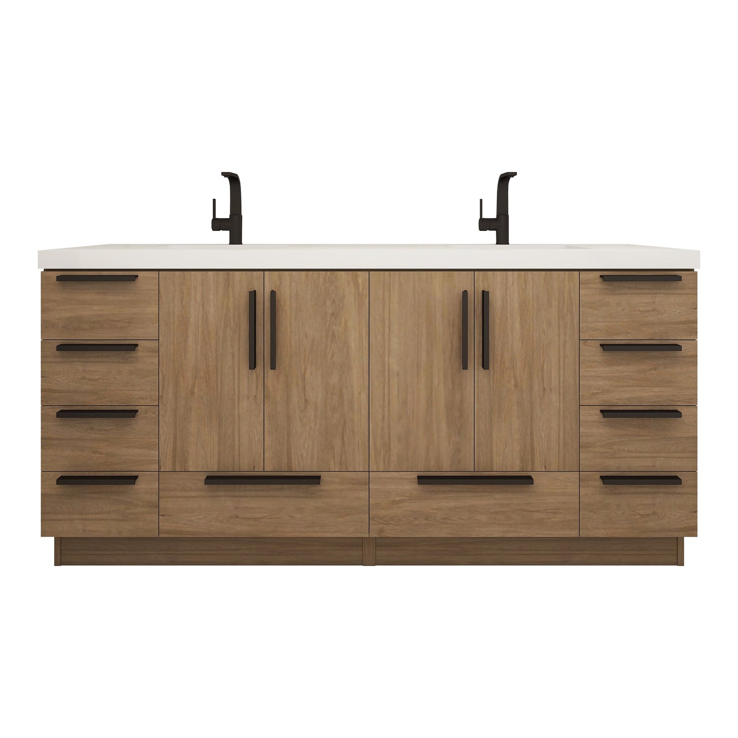 Carla 72 In. Freestanding Double Sink Bathroom Vanity with Acrylic Top
