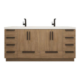 Carla 72 In. Freestanding Double Sink Bathroom Vanity with Acrylic Top