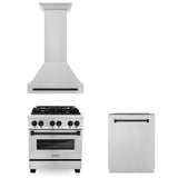 ZLINE 30" Autograph Edition Kitchen Package with Stainless Steel Dual Fuel Range, Range Hood and Dishwasher with Matte Black Accents (3AKP-RARHDWM30-MB)