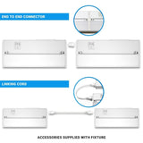 Under Cabinet LED Lighting, Dimmable, CRI90, White Finished, Direct Plug-in, Linkable, Color Changeable (3000K/4000K/5000K) Under Counter Lights for Kitchen, Desk, Workspace