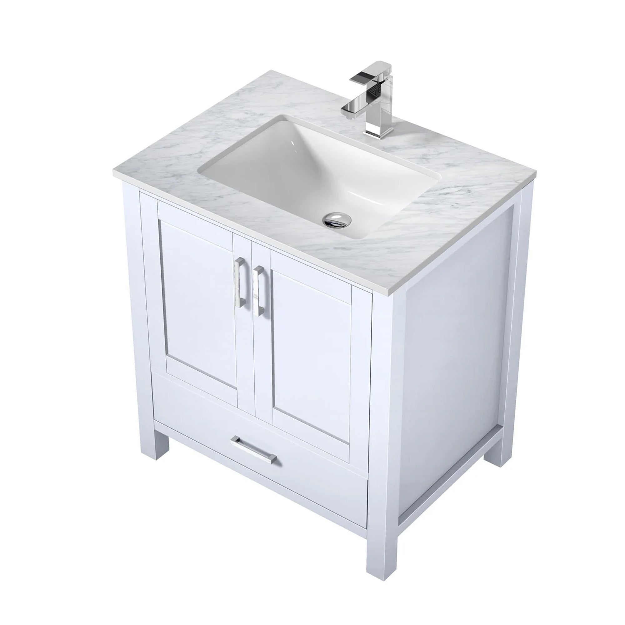 Jacques 30 in. Bathroom Freestanding Bathroom Vanity With Undermount Ceramic Sink, White Carrara Marble