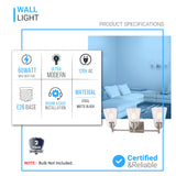 Flared Shape Bathroom Light Fixtures with Clear Glass Shade, E26 Base, UL Listed for Damp Location, Wall Mount, Bathroom Vanity Lighting