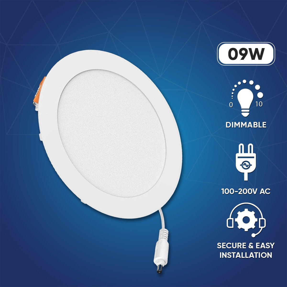 4" 9W LED Slim Panel Recessed Ceiling Light CCT Changeable 2700k 3000K 3500K 4000K 5000K, with Junction Box, Round
