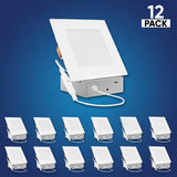 4" 9W LED Slim Panel Recessed Ceiling Light CCT Changeable 2700K 3000K 3500K 4000K 5000K, with Junction Box, Square