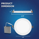4 Inch Slim LED Recessed Lighting with Junction Box, 9W, 650LM, Damp Location, Dimmable, Recessed Downlights, For Office, Kitchen, Bedroom, Bathroom