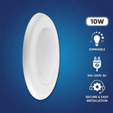 4" LED Disk Downlight, 10W, 5CCT Changeable: 2700K/3000K/3500K/4000K/5000K, 120V AC, Damp Rated