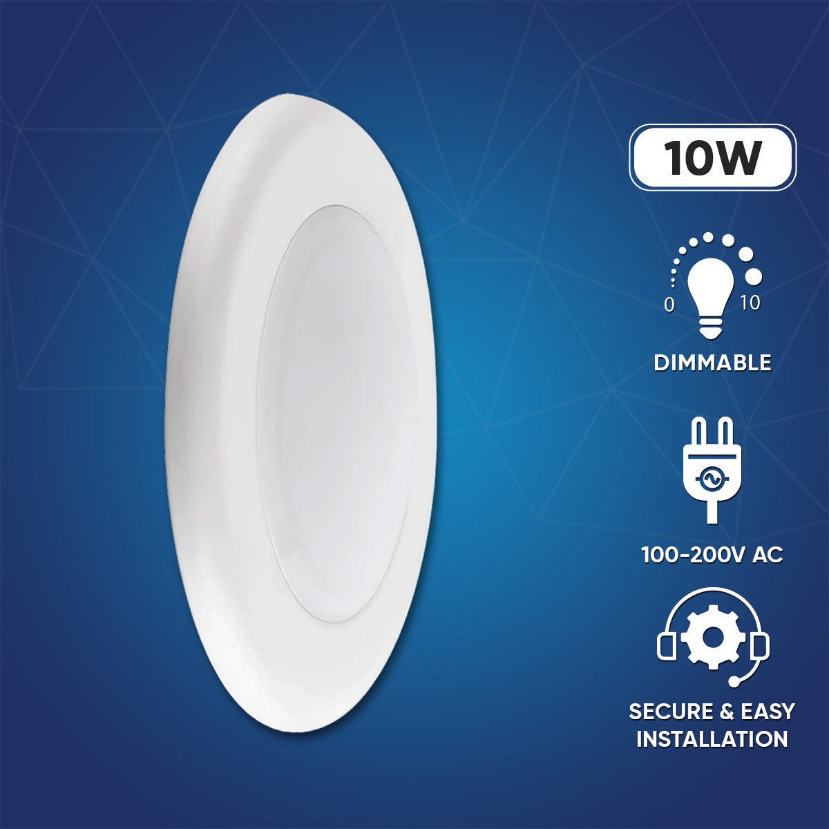 4" LED Disk Downlight, 10W, 5CCT Changeable: 2700K/3000K/3500K/4000K/5000K, 120V AC, Damp Rated
