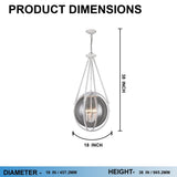4-Light Chandelier Light Fixture Black Textured White Finish Hardware with White Rope and Clear Glass ,E12 Base - 18”D x 38“H