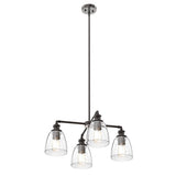 4-Lights Chandelier Lighting Fixture, Clear Glass Chandelier for Kitchen, Coffee Bar, E26 Base