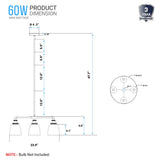 4-Lights Chandelier Lighting Fixture, Clear Glass Chandelier for Kitchen, Coffee Bar, E26 Base