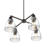 4-Lights Chandelier Lighting Fixture, Clear Glass Chandelier for Kitchen, Coffee Bar, E26 Base