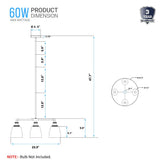 4-Lights Chandelier Lighting Fixture, Clear Glass Chandelier for Kitchen, Coffee Bar, E26 Base