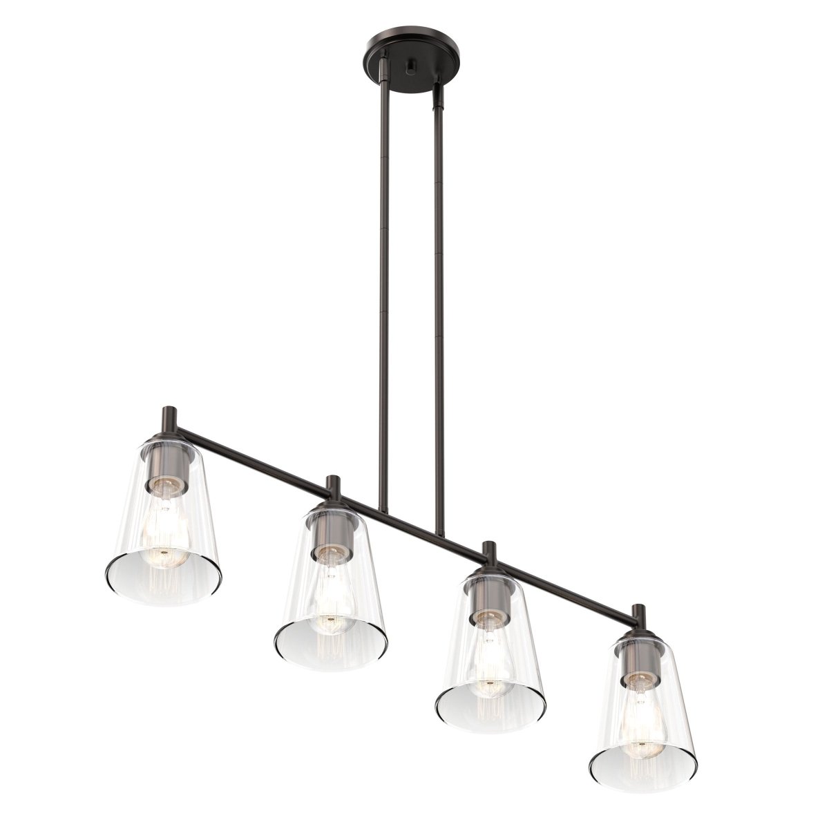 4-Lights Island Linear Pendant Light with Clear Glass Shade, E26 Base, UL Listed for Damp Location