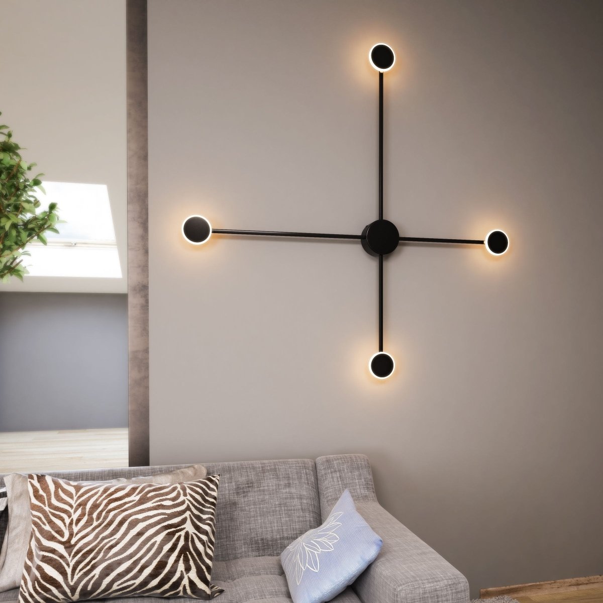 4-Lights, LED Wall Sconce Light 12W/Head, 3000K, 600LM/Head, Integrated LED Light Combination, 120V Dimmable, Matte Black Body Finish