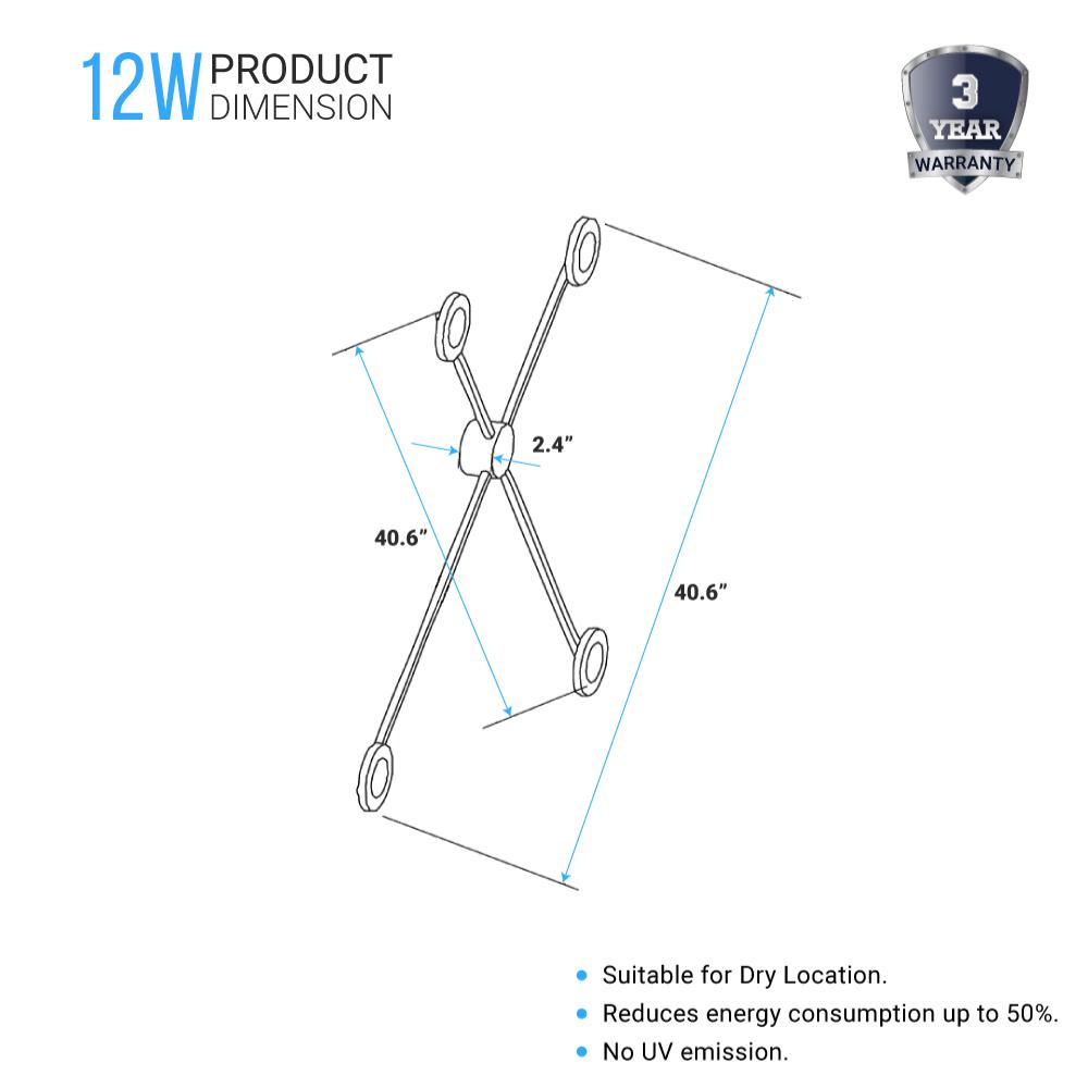 4-Lights, LED Wall Sconce Light 12W/Head, 3000K, 600LM/Head, Integrated LED Light Combination, 120V Dimmable, Matte Black Body Finish