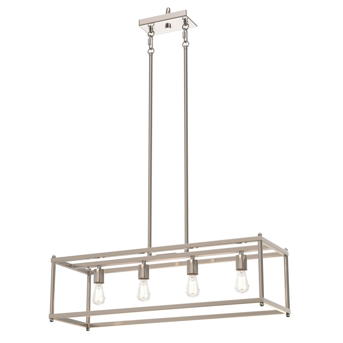 4-Lights Linear Chandelier Light, For Damp Location, Open Frame Rectangle Chandeliers, E26 Base, UL Listed, 5 Years Warranty