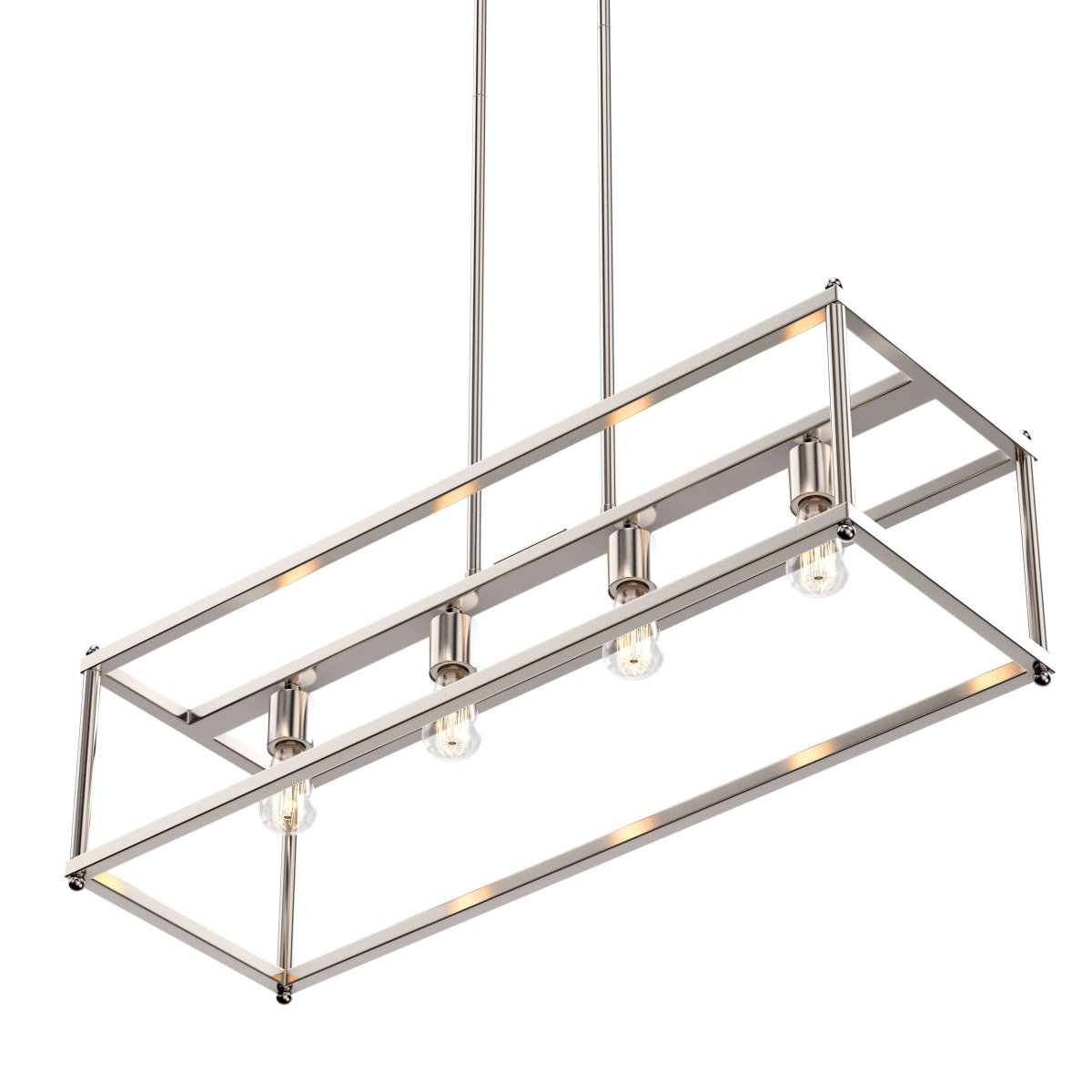 4-Lights Linear Chandelier Light, For Damp Location, Open Frame Rectangle Chandeliers, E26 Base, UL Listed, 5 Years Warranty
