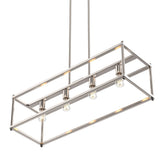 4-Lights Linear Chandelier Light, For Damp Location, Open Frame Rectangle Chandeliers, E26 Base, UL Listed, 5 Years Warranty