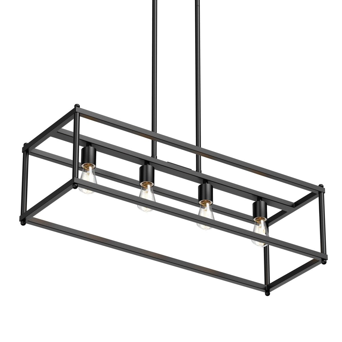 4-Lights Linear Chandelier Light, For Damp Location, Open Frame Rectangle Chandeliers, E26 Base, UL Listed, 5 Years Warranty