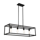 4-Lights Linear Chandelier Light, For Damp Location, Open Frame Rectangle Chandeliers, E26 Base, UL Listed, 5 Years Warranty
