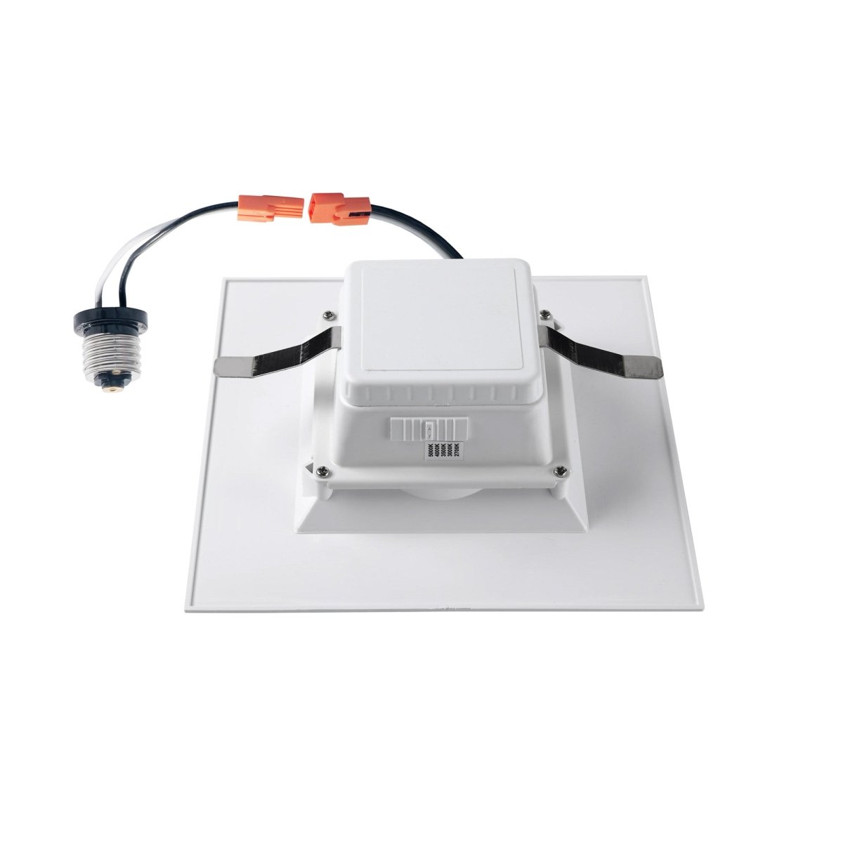 4" Square LED Downlight, 10W, 5CCT Changeable: 2700K/3000K/3500K/4000K/5000K, 120V AC, Baffle Aluminum Trim, Damp Rated