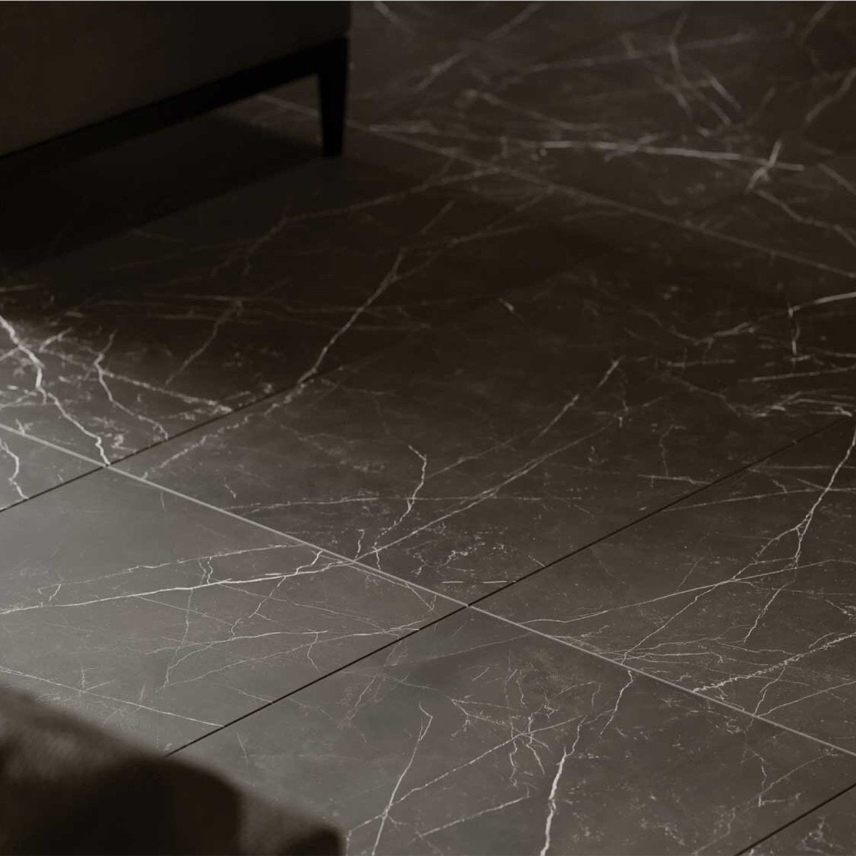 4 X 12 In La Marca Nero Venato Honed Rectified Glazed Porcelain