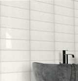 4 x 12 in. Soho Canvas White Beveled Glossy Pressed Glazed Ceramic Wall Tile