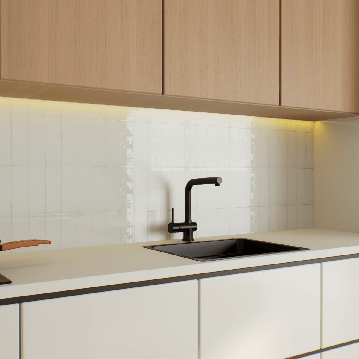 4 x 12 in. Soho Canvas White Glossy Pressed Glazed Ceramic Wall Tile