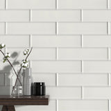 4 x 16 in. Soho Canvas White Glossy Pressed Glazed Ceramic Wall Tile