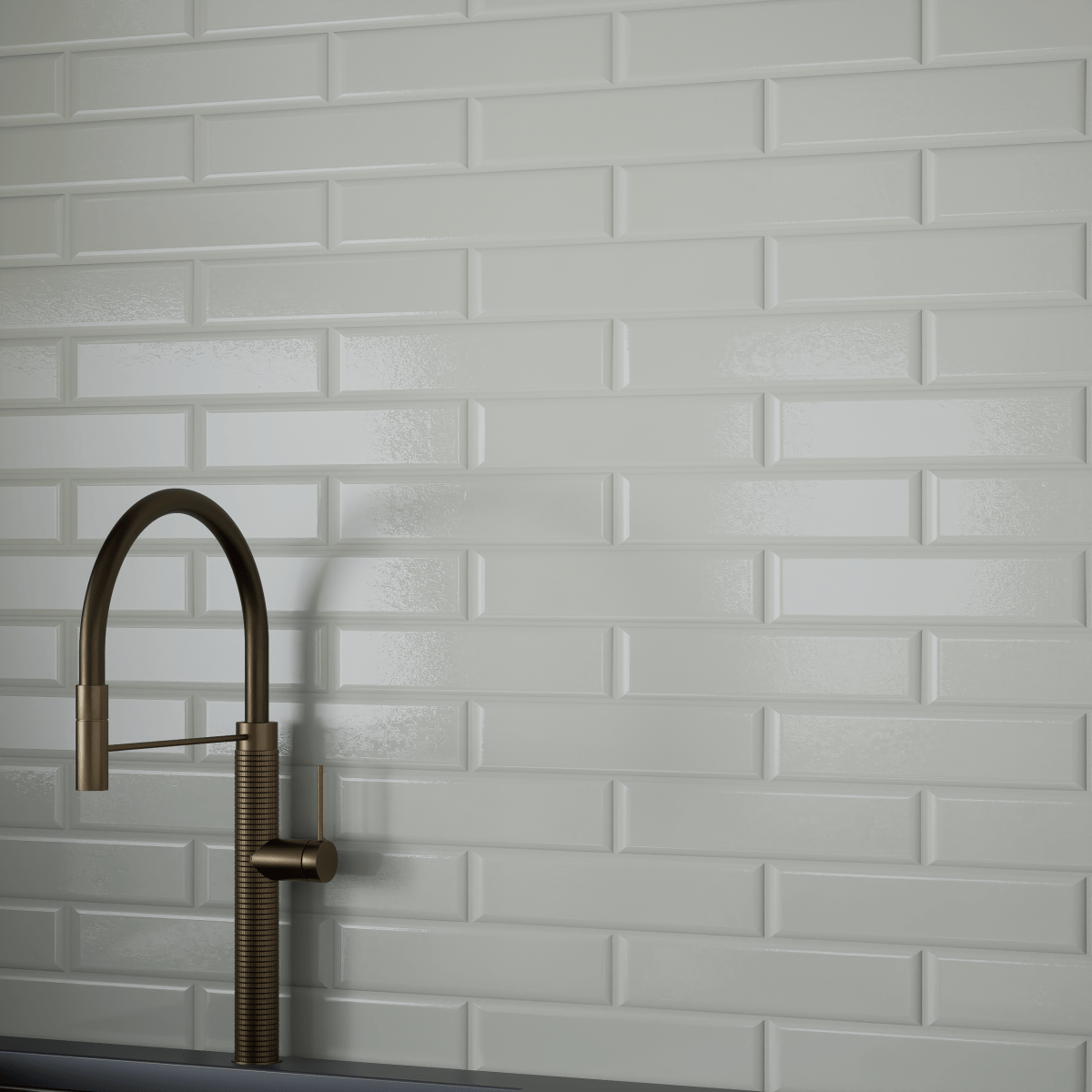 4 x 16 in. Soho Canvas White Glossy Pressed Glazed Ceramic Wall Tile