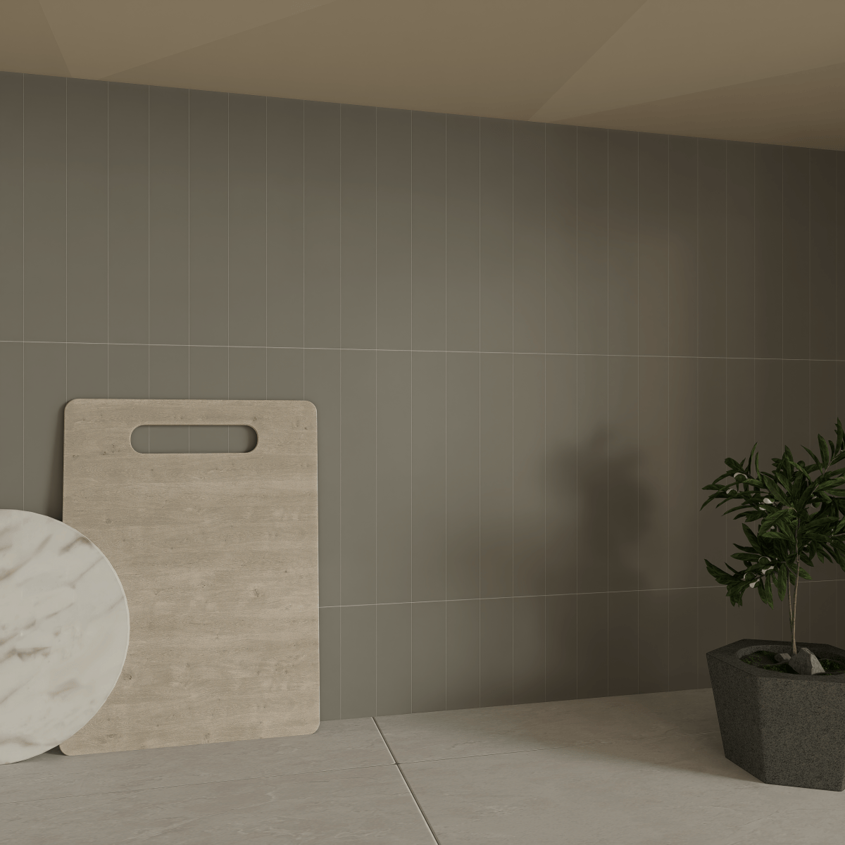 4 X 16 In Soho Cement Chic Dark Colors Matte Pressed Glazed Ceramic