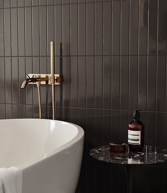 4 x 16 in. Soho Retro Black Glossy Pressed Glazed Ceramic Wall Tile