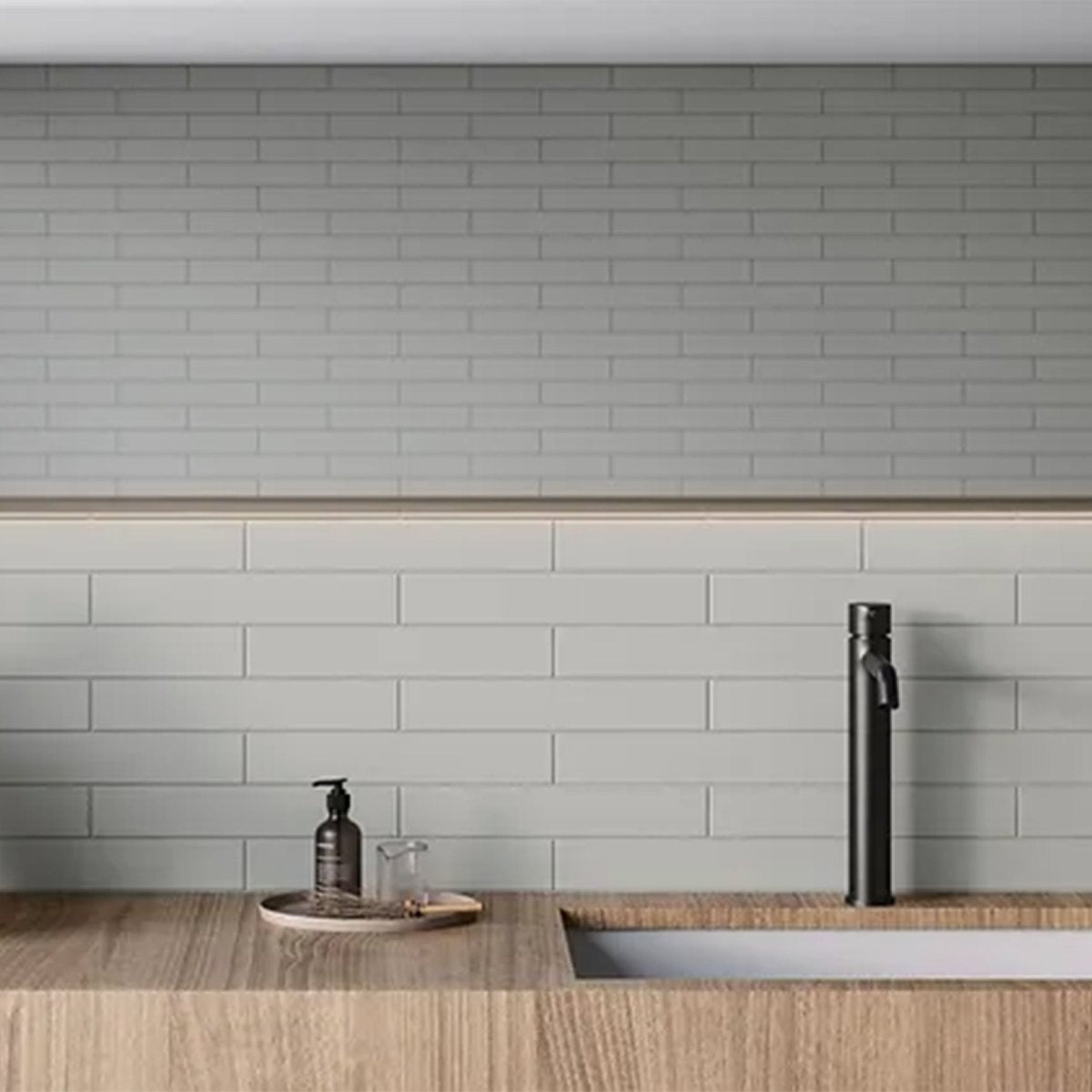4 x 16 in. Soho Vintage Grey Glossy Pressed Glazed Ceramic Wall Tile