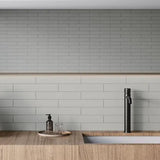 4 x 16 in. Soho Vintage Grey Glossy Pressed Glazed Ceramic Wall Tile