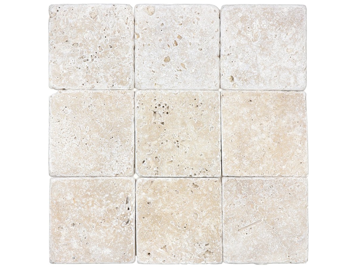 4 X 4 In Ivory Tumbled Travertine