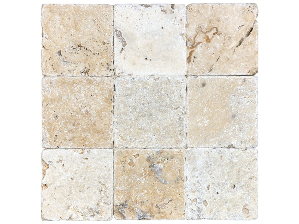 4 X 4 In Picasso Tumbled Travertine