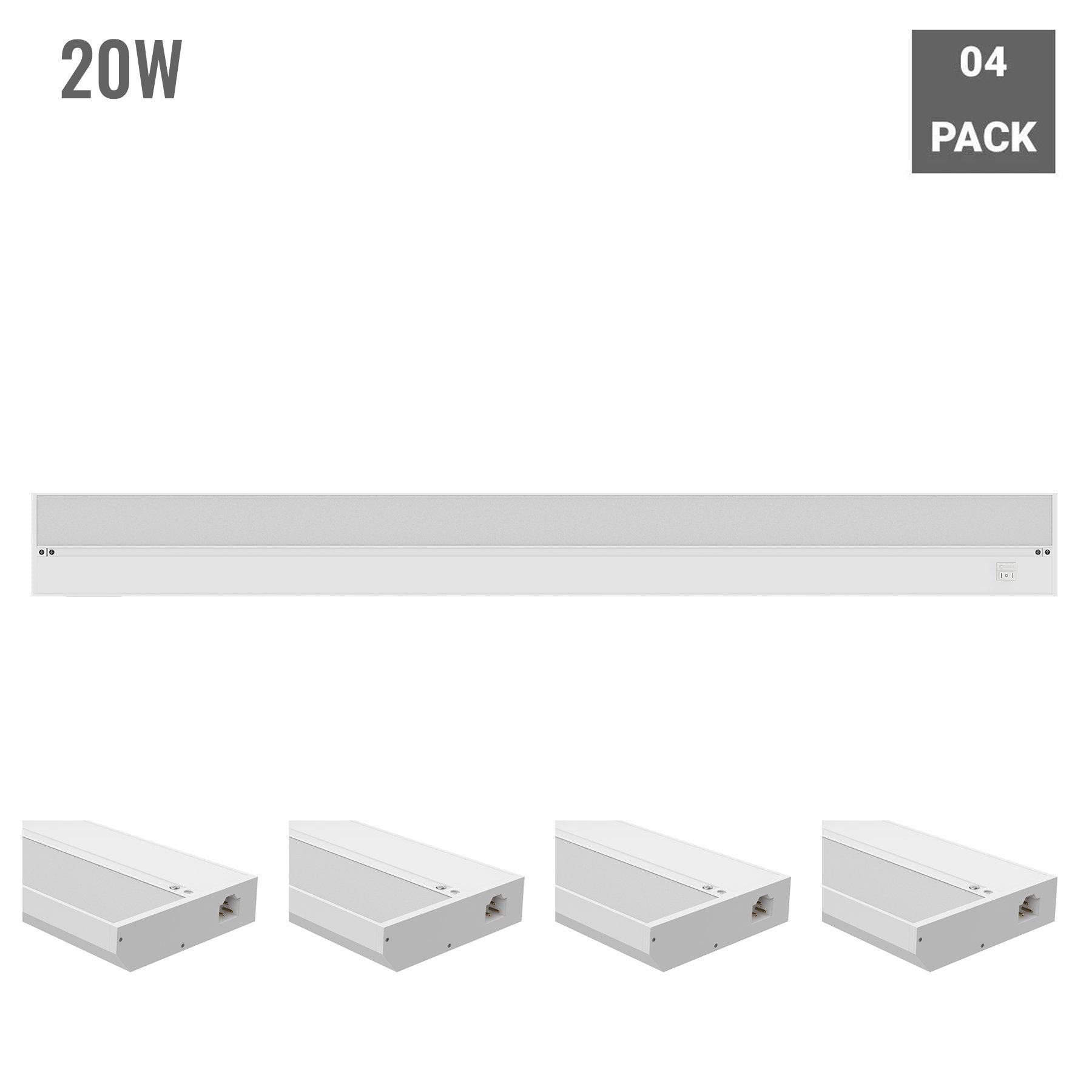 Under Cabinet LED Lighting, Dimmable, CRI90, White Finished, Direct Plug-in, Linkable, Color Changeable (3000K/4000K/5000K) Under Counter Lights for Kitchen, Desk, Workspace