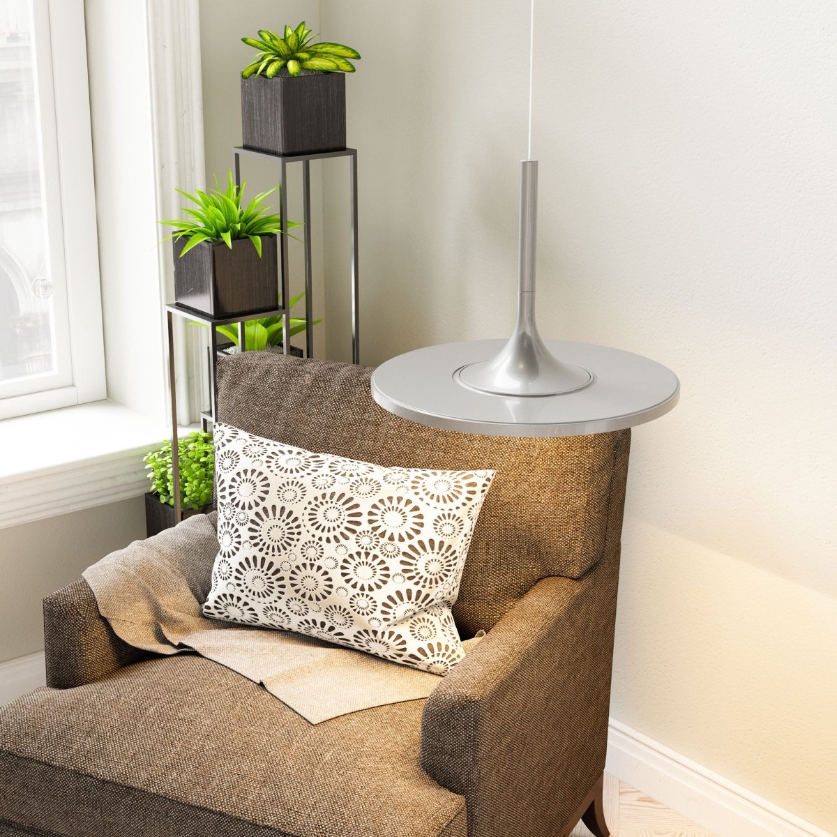 41W Round Plate Pendant Light, 3000K, 2225LM, Diameter 17.3" x 55"H, Dimmable, Home Office Lighting