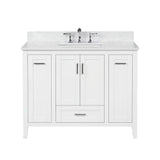 Allen-Roth Christy 42-In Carrara White Undermount Single Sink Bathroom Vanity With White Engineered Marble Top