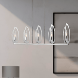 5-Light Chrome and stainless steel Finish with Deco Candlestick Linear Chandelier for Dining Room - 43"L x 7“W x 13”H